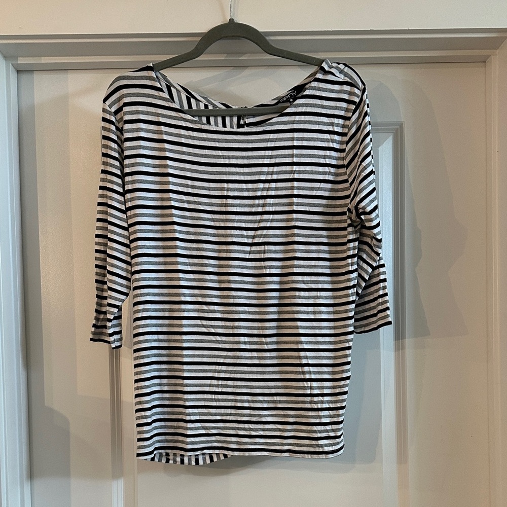 Black and White Striped Women's Top